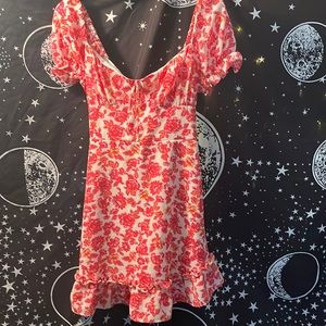 White an pink florescent shirt dress